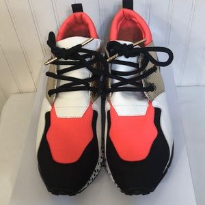 Multicolored holographic animal print sneaker